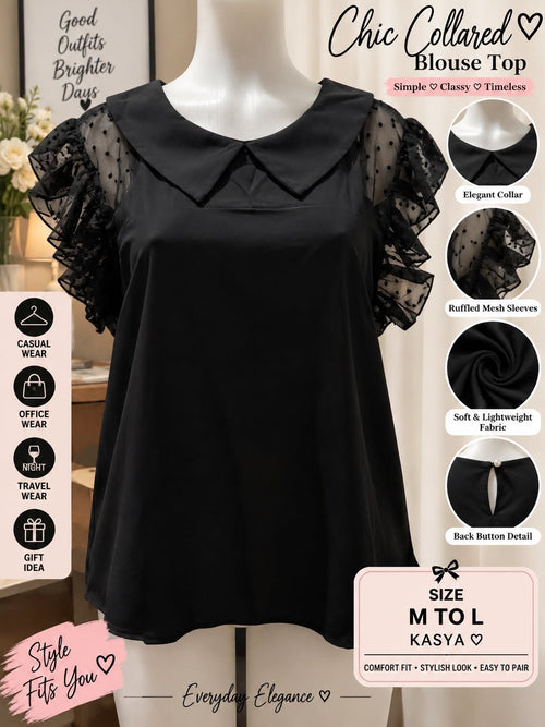 Black chic collared blouse