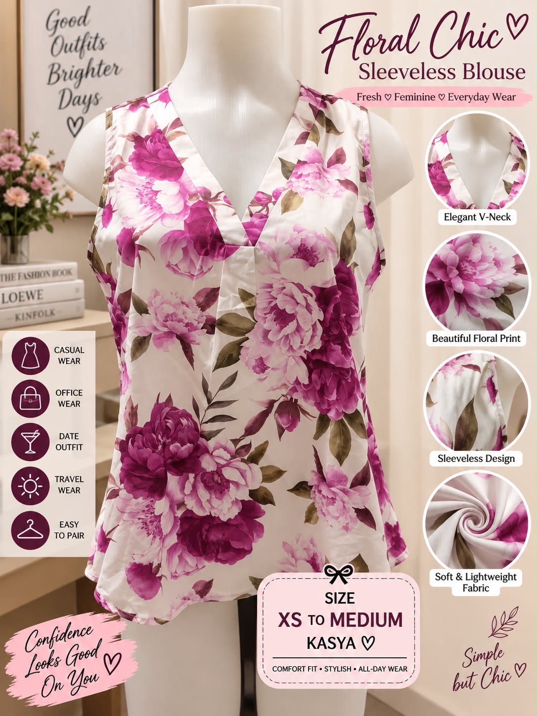 Floral chic sleeveless blouse