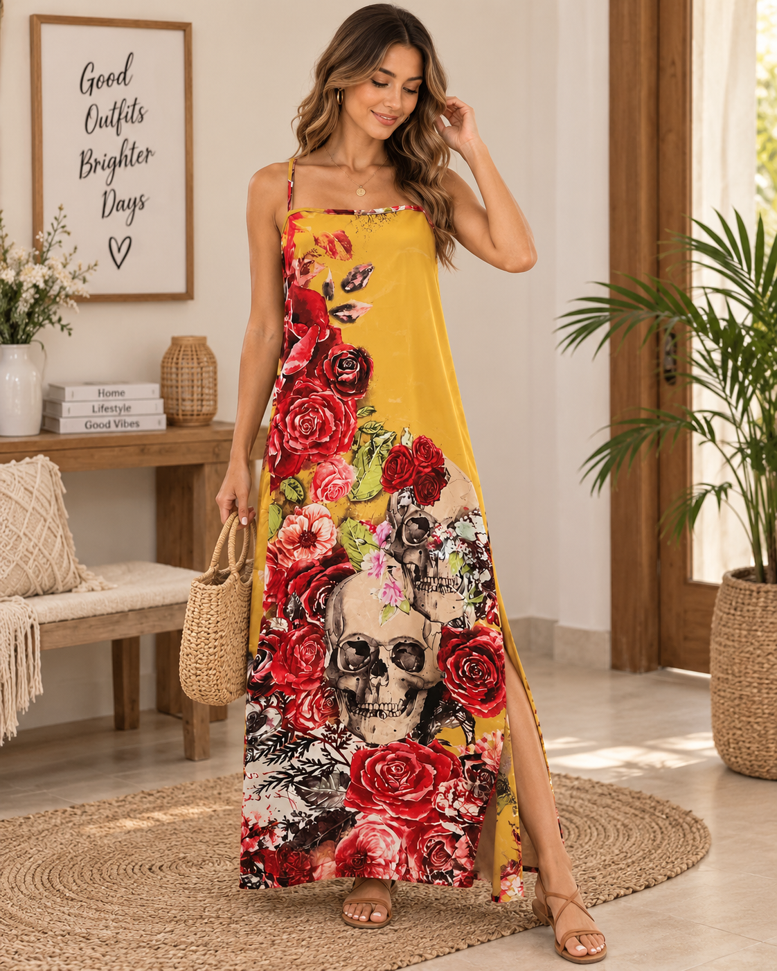 Floral Skull Maxi Dress lifestyle image