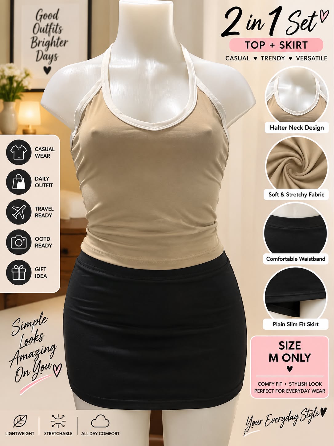 Two in one top and skirt set