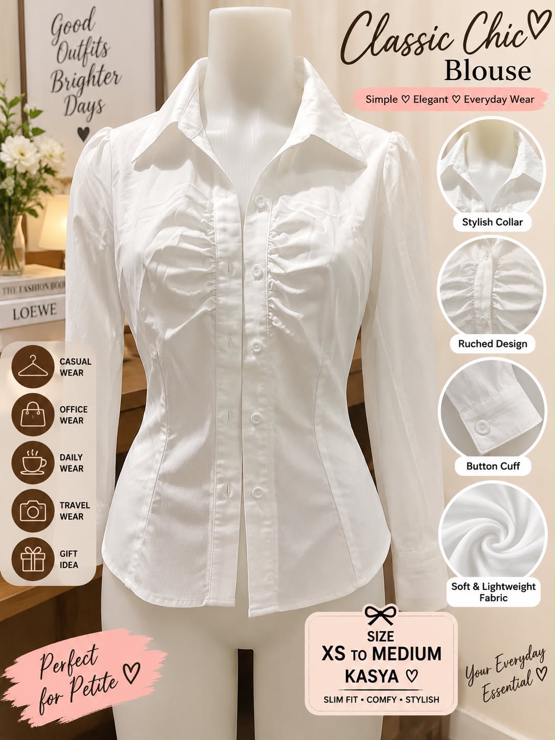 White classic chic blouse